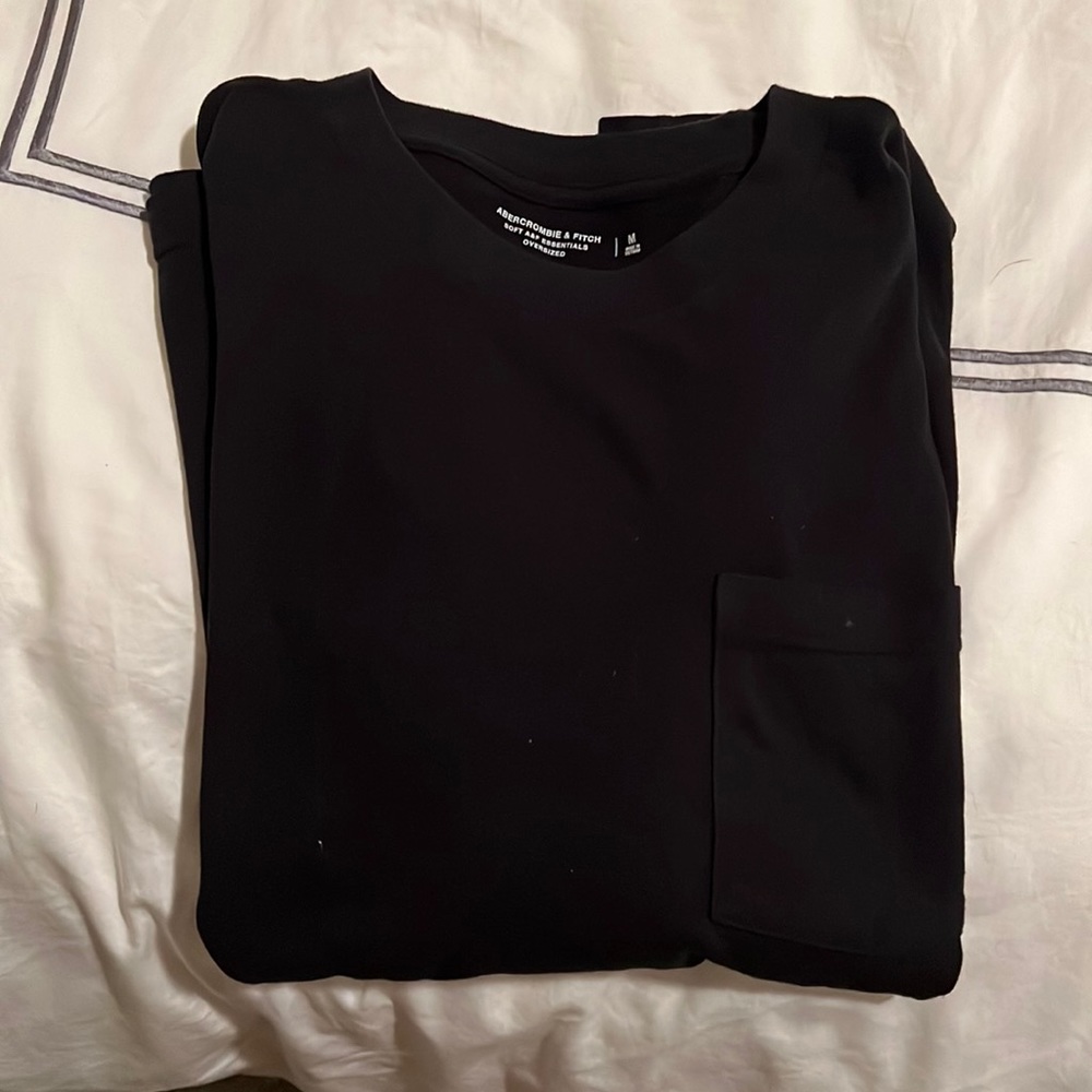 Mens Black Oversized Long Sleeve Shirt with Pocket